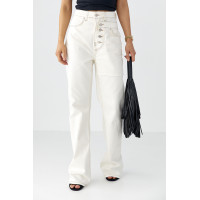 Джинси Wide Leg із акцентними швами  молочний колір