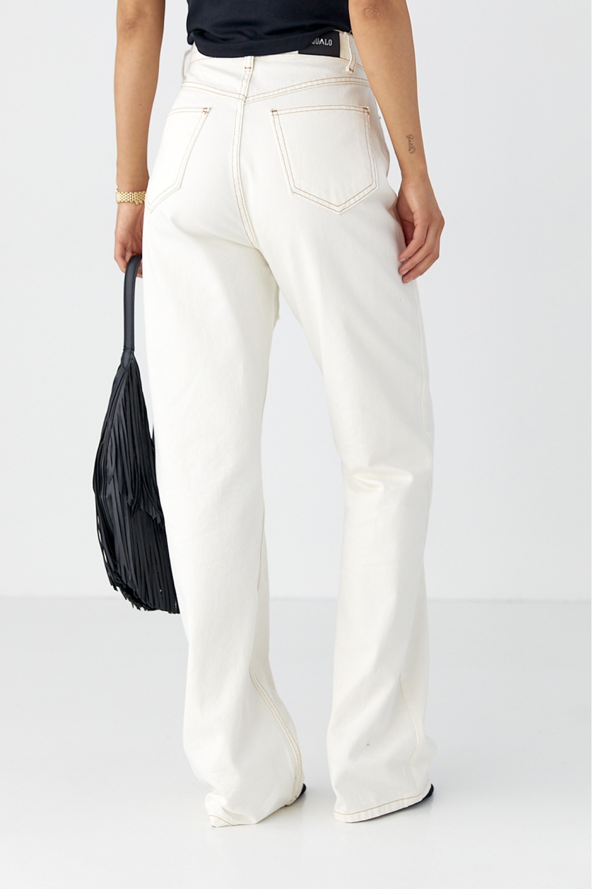 Джинси Wide Leg із акцентними швами  молочний колір