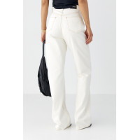 Джинси Wide Leg із акцентними швами  молочний колір