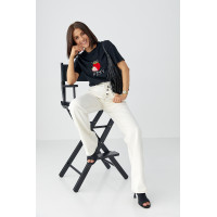 Джинси Wide Leg із акцентними швами  молочний колір