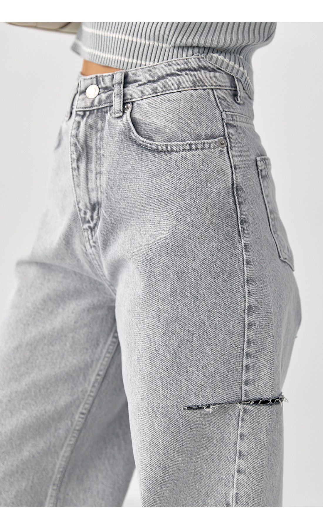 Джинси  Wide Leg  з розрізами на стегнах  сірий колір