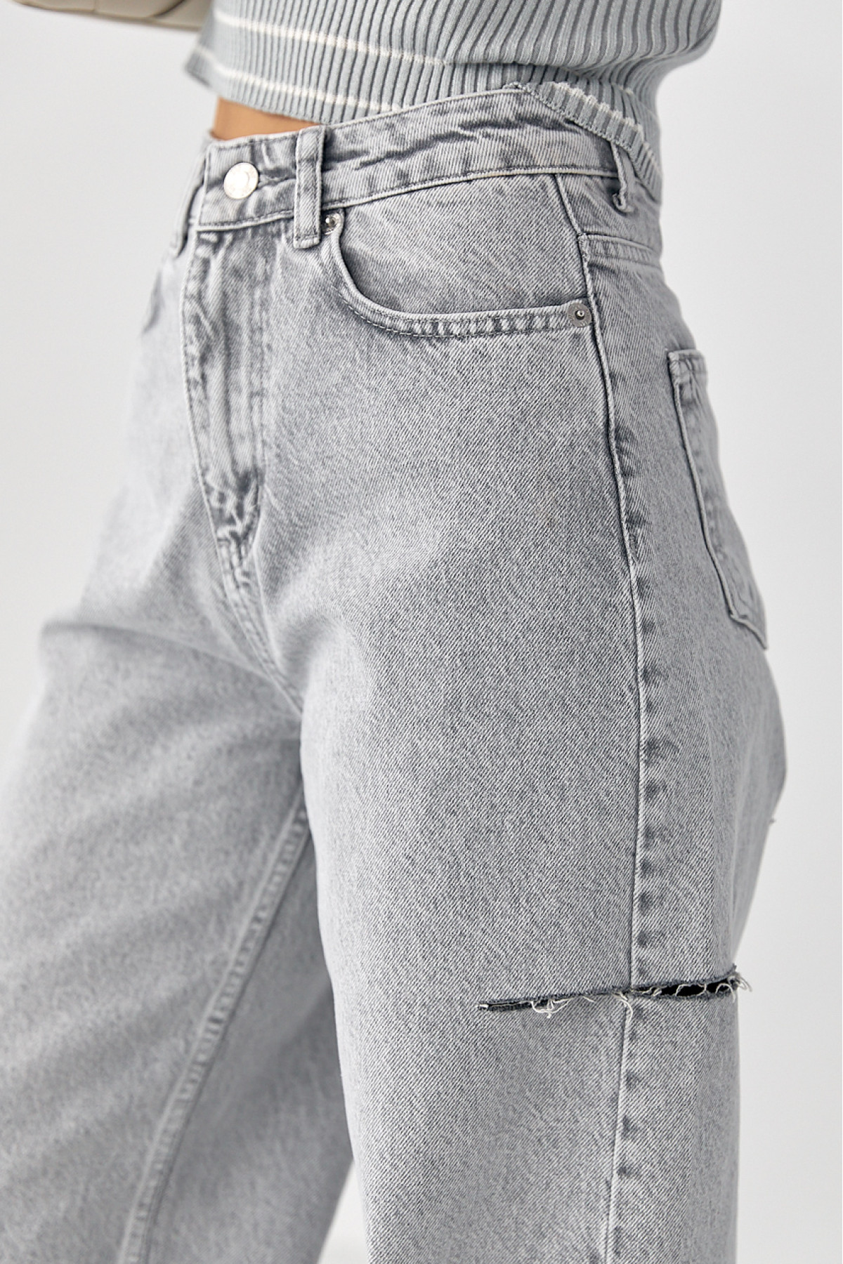 Джинси  Wide Leg  з розрізами на стегнах  сірий колір