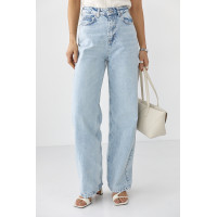 Прямі широкі жіночі жіночі джинси  блакитний колір