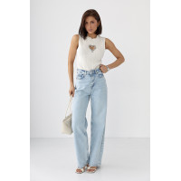 Прямі широкі жіночі жіночі джинси  блакитний колір