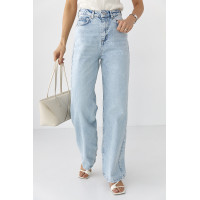 Прямі широкі жіночі жіночі джинси  блакитний колір