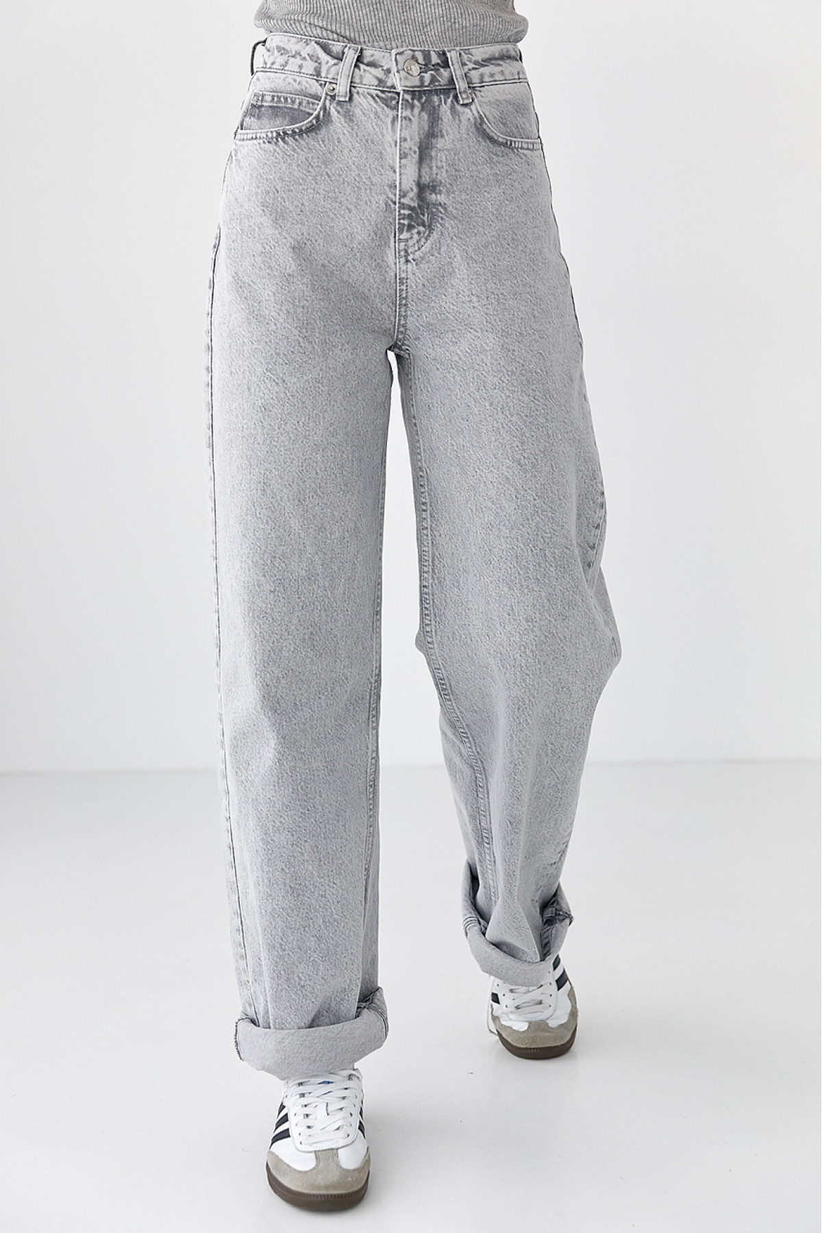 Жіночі жіночі джинси Palazzo з високою посадкою  сірий колір