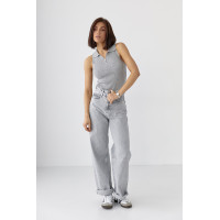 Жіночі жіночі джинси Palazzo з високою посадкою  сірий колір