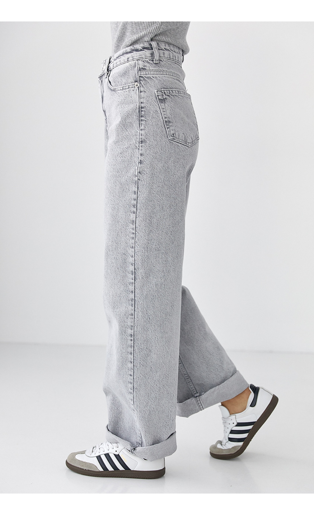 Жіночі жіночі джинси Palazzo з високою посадкою  сірий колір