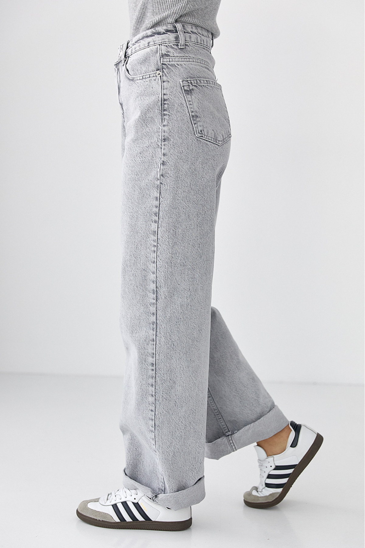 Жіночі жіночі джинси Palazzo з високою посадкою  сірий колір