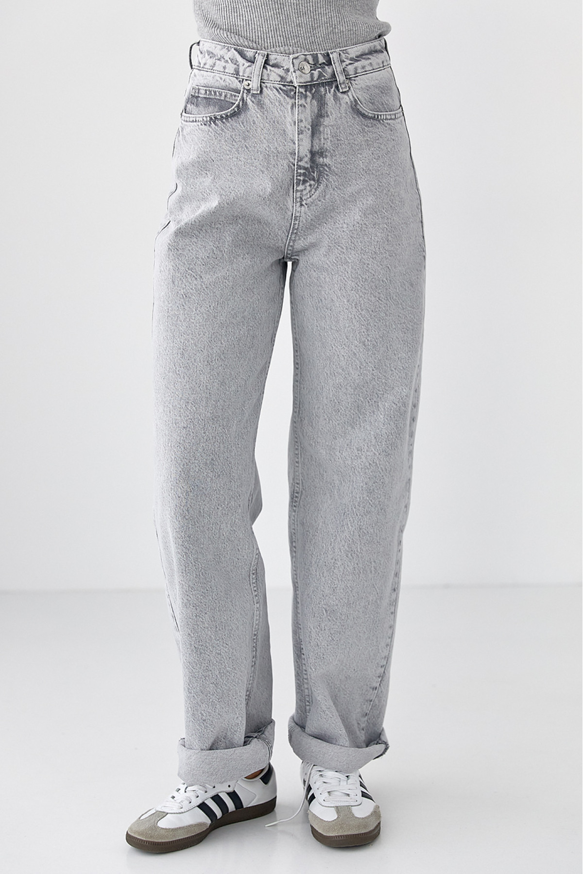Жіночі жіночі джинси Palazzo з високою посадкою  сірий колір