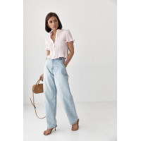 Однотонні жіночі джинси Baggy  блакитний колір