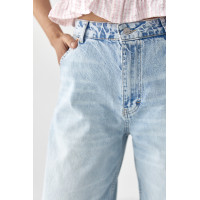 Однотонні жіночі джинси Baggy  блакитний колір