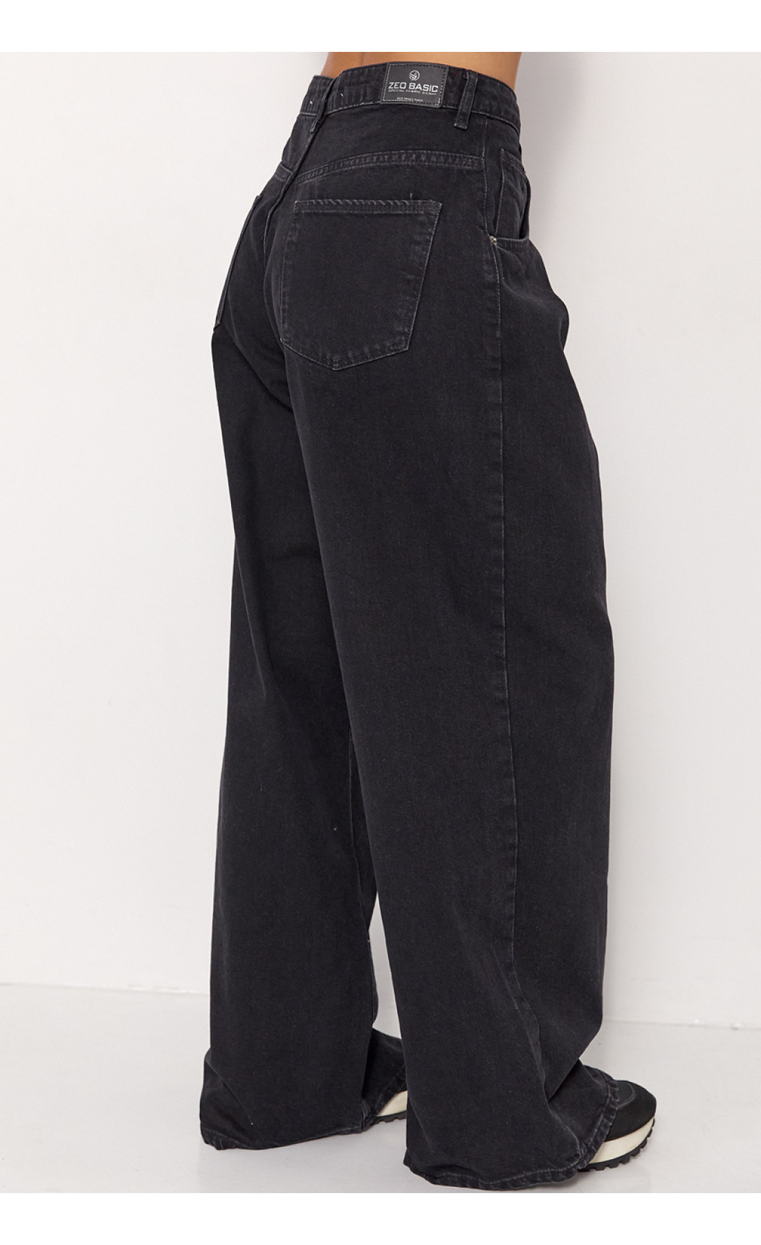 Джинси wide leg з високою талією  чорний колір
