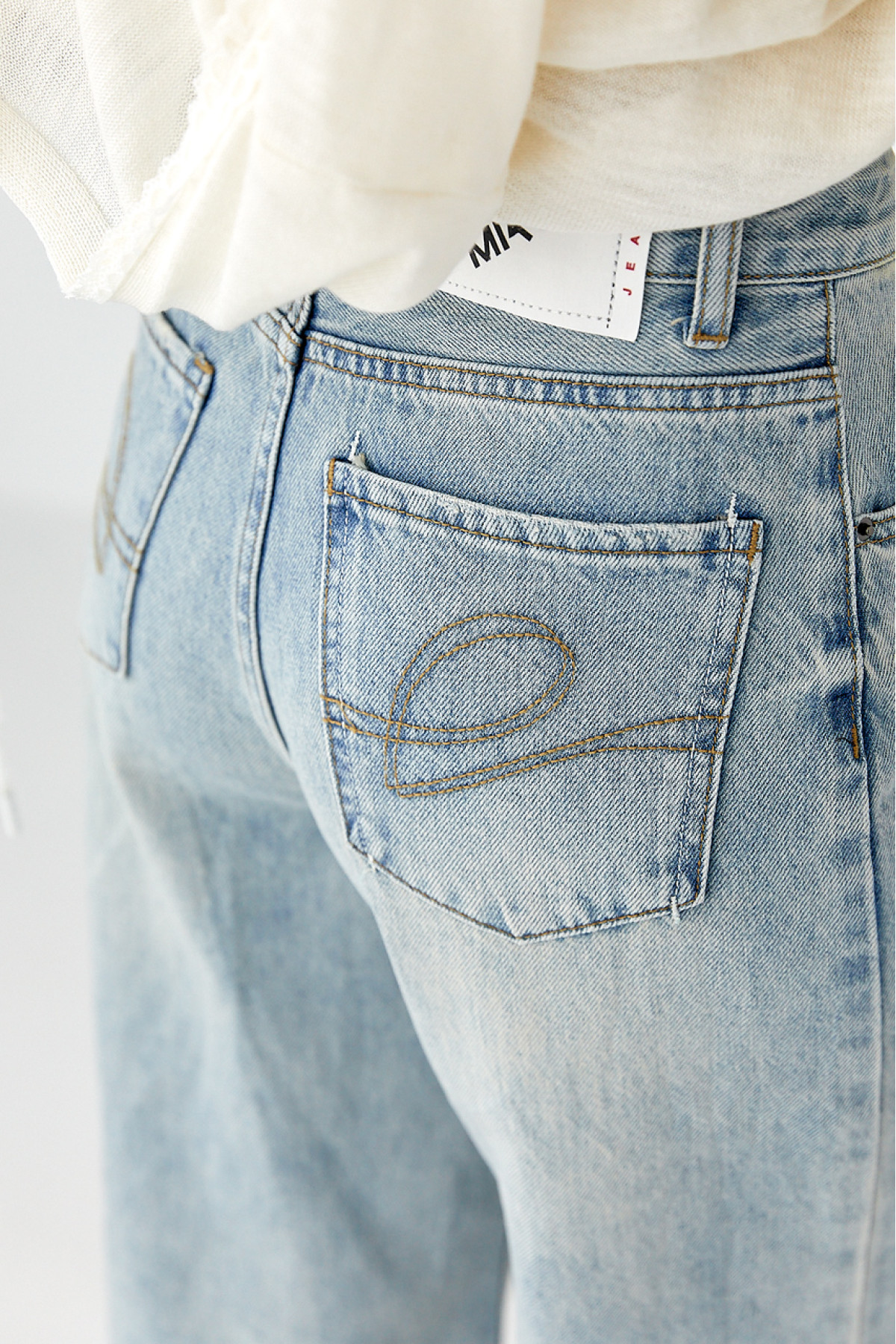 Джинси Wide leg з ефектом бруду  блакитний колір