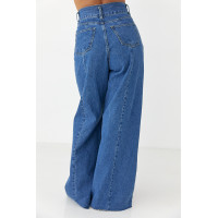 Широкі жіночі джинси Palazzo з необробленим низом  синій колір