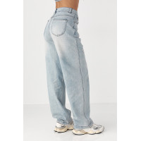 Джинси Baggy straight  із потертостями  блакитний колір