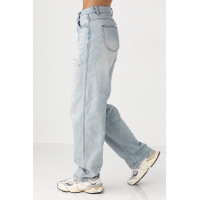 Джинси Baggy straight  із потертостями  блакитний колір