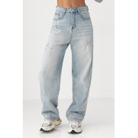 Джинси Baggy straight  із потертостями  блакитний колір