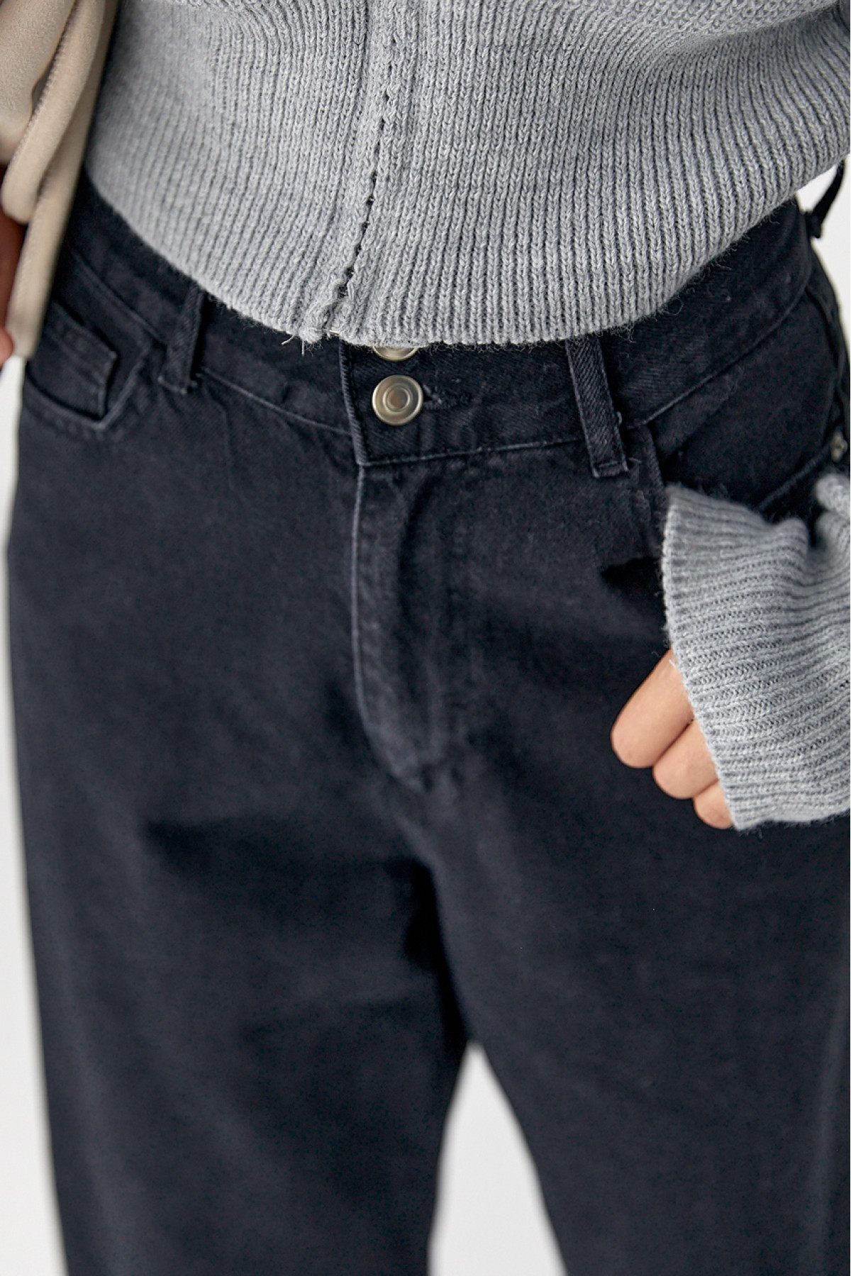 Чорні жіночі джинси Palazzo з необробленим низом  чорний колір