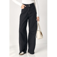 Чорні жіночі джинси Palazzo з необробленим низом  чорний колір