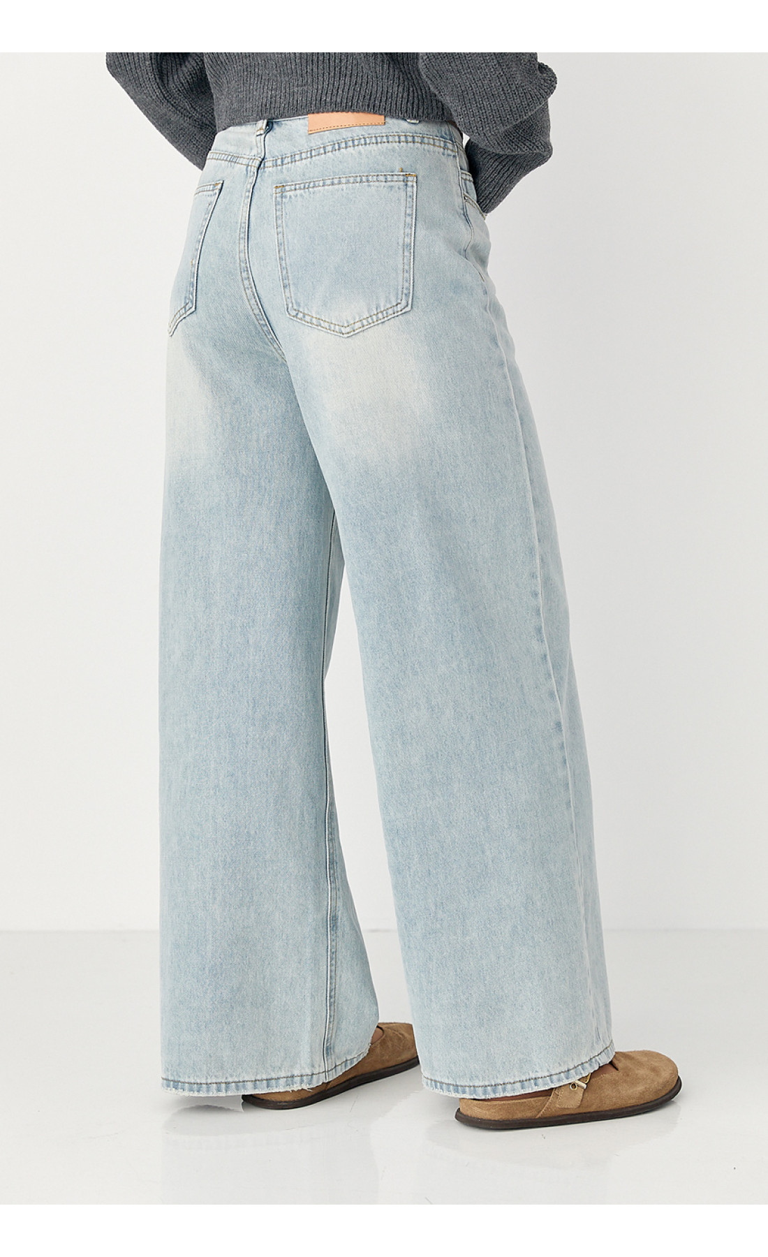 Прямі жіночі джинси Wide leg із високою посадкою  блакитний колір