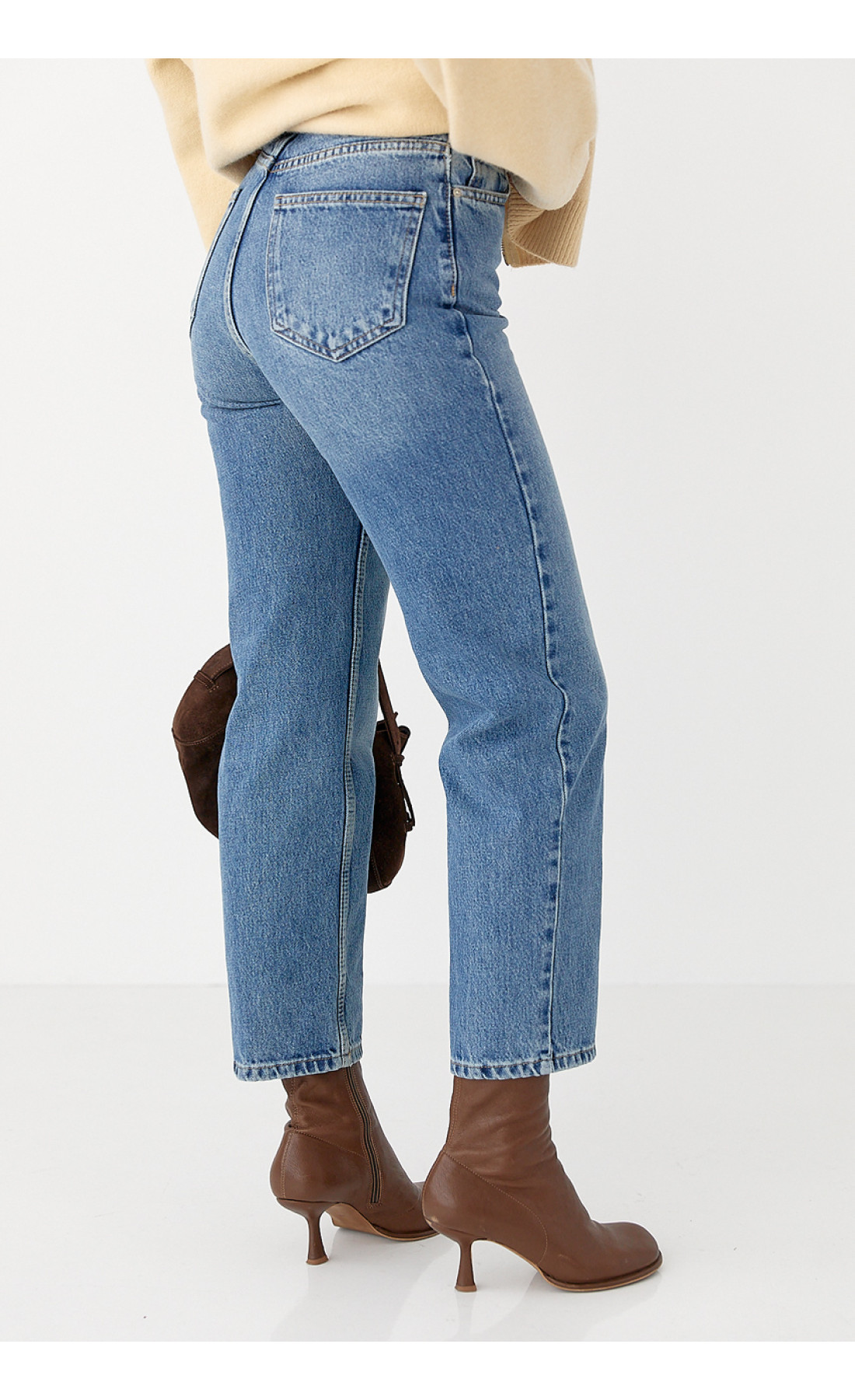 Момжіночі джинси з високою посадкою  синій колір