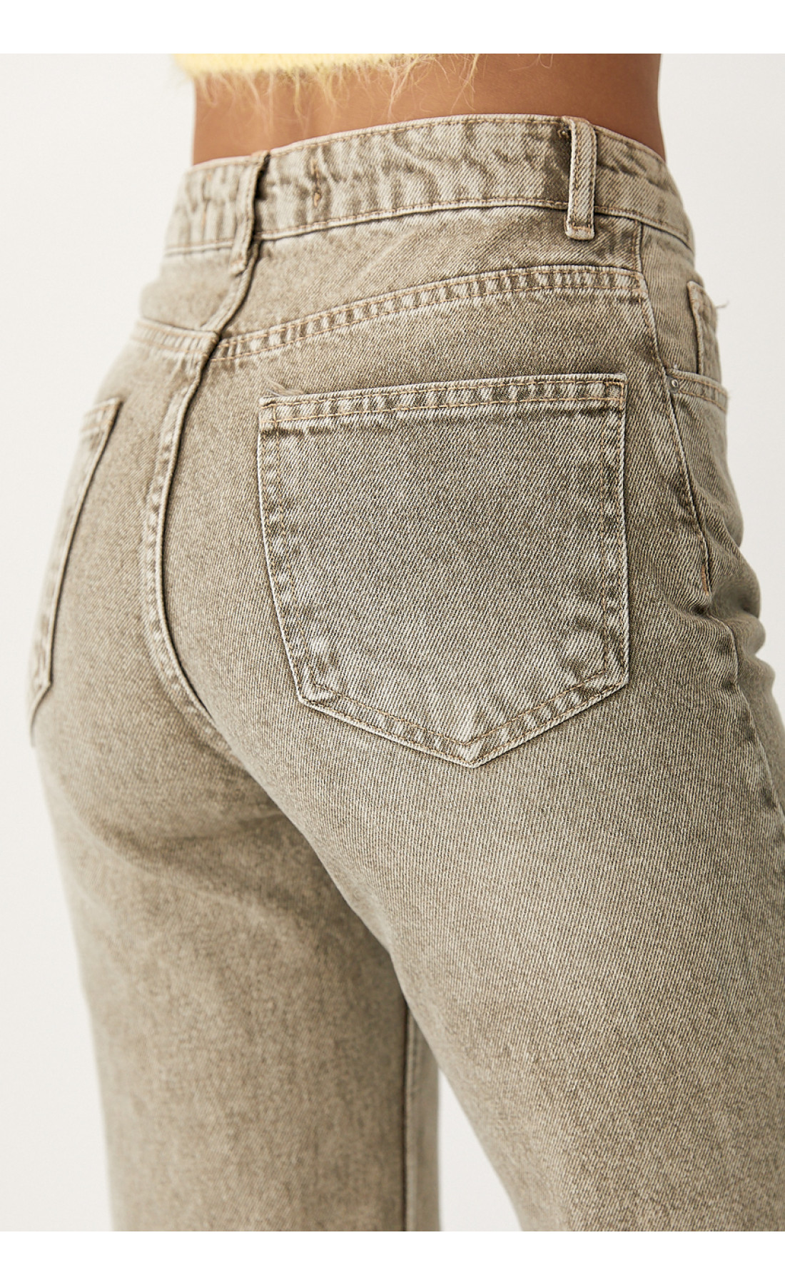 Широкі прямі жіночі джинси з високою посадкою  хакі колір