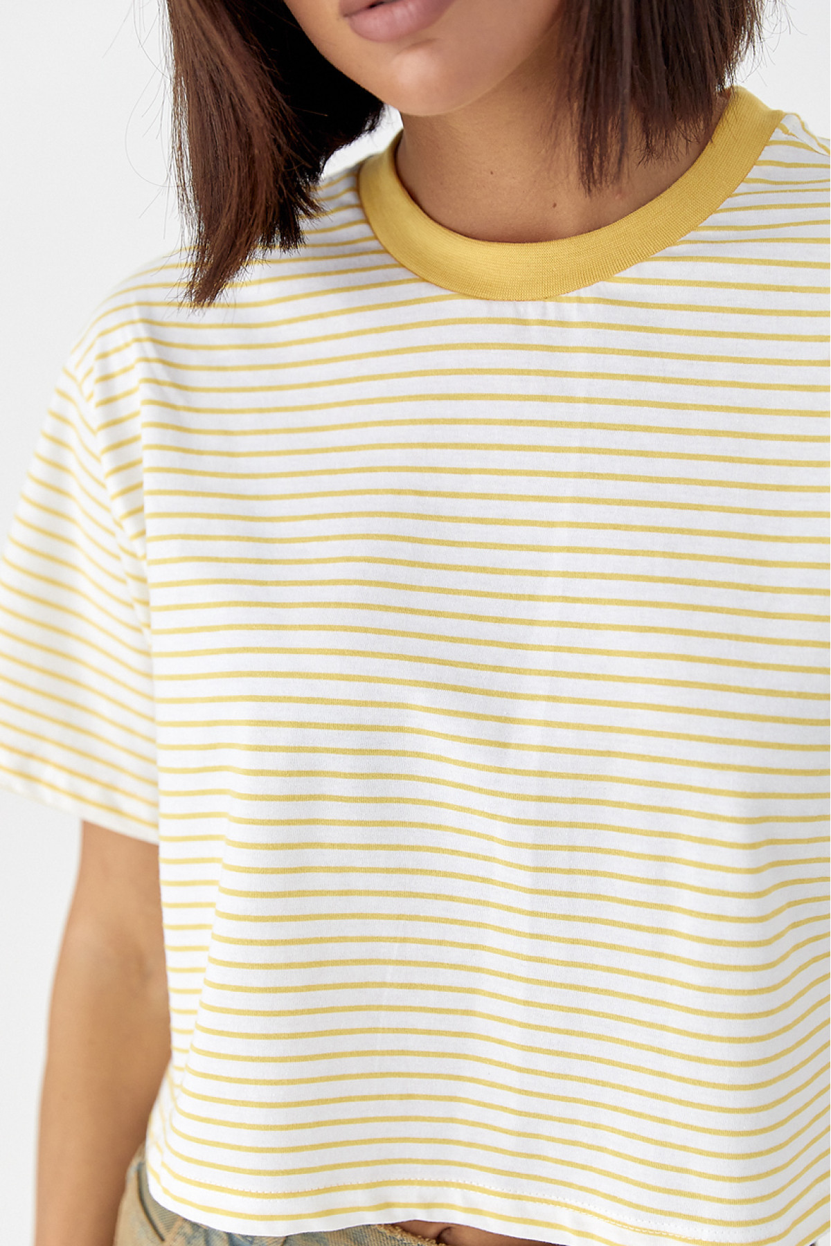 Футболка у смужку вільного крою  жовтий колір