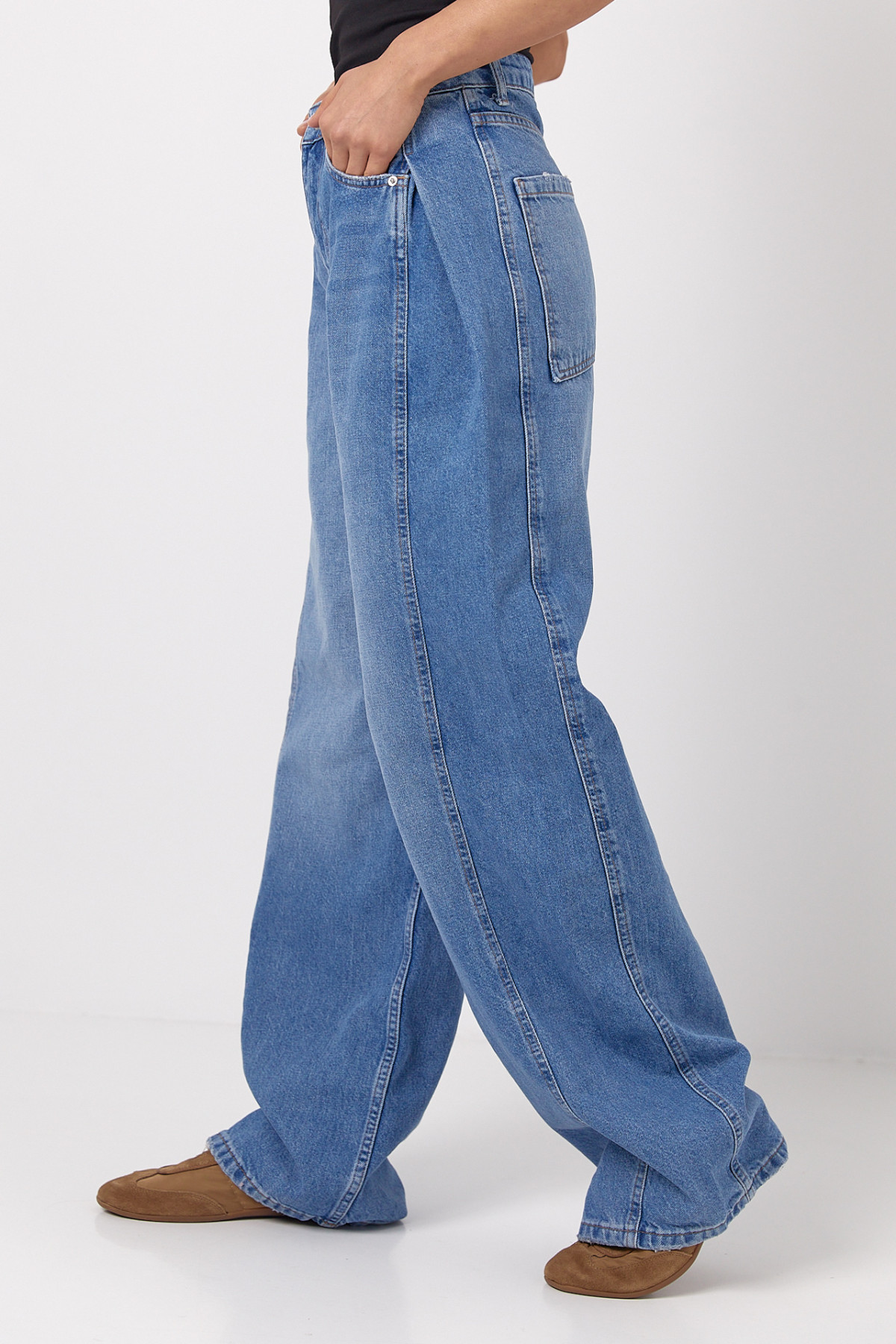 Широкі жіночі жіночі джинси Baggy  синій колір