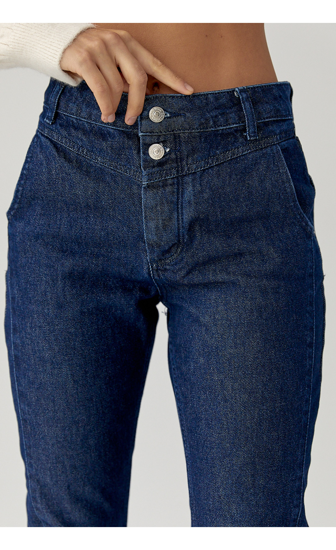 Джинси Mom fit  із застібкою на ґудзиках  синій колір