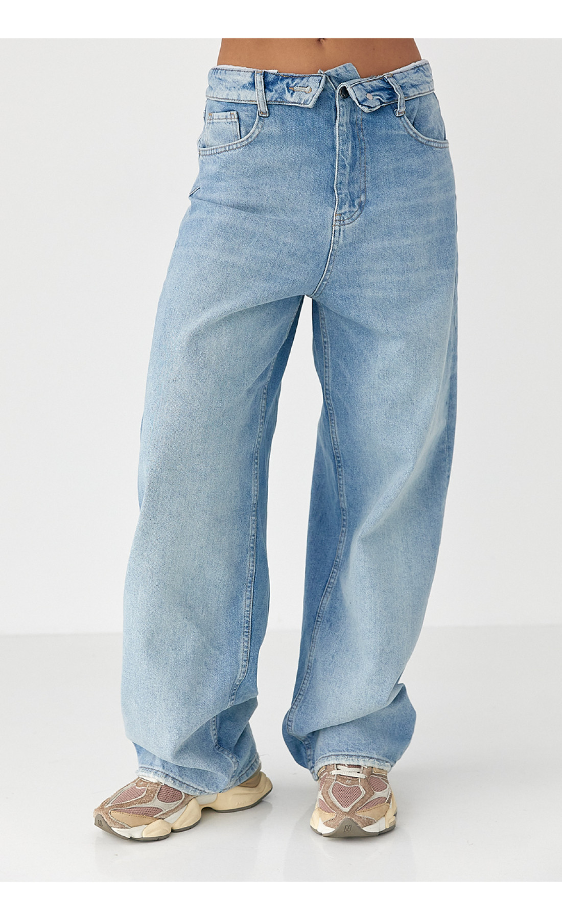 Джинси Baggy з підгорнутим поясом  джинс колір