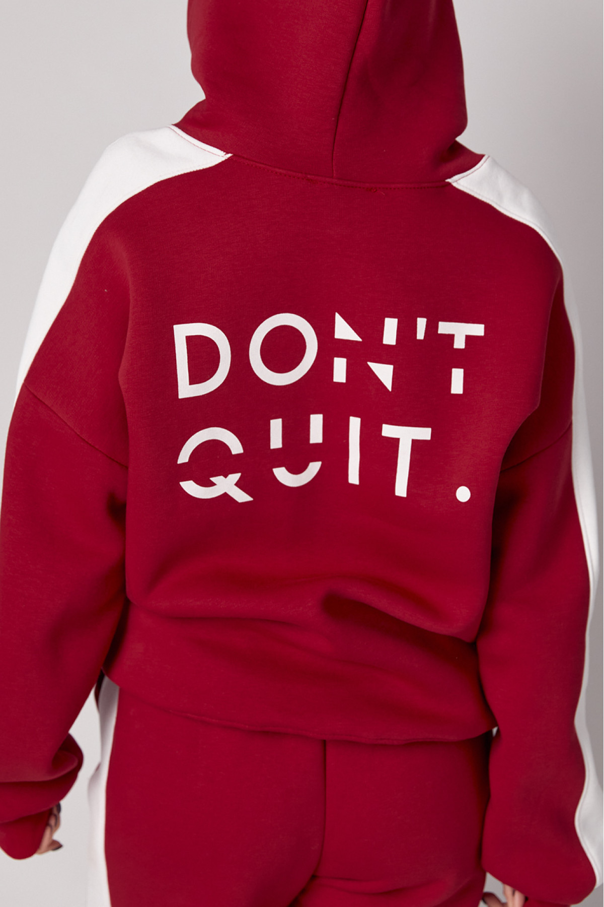 Теплий спортивний костюм жіночий з написом Don't quit  червоний колір