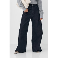 Чорні жіночі джинси Palazzo з необробленим низом  чорний колір