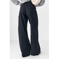 Чорні жіночі джинси Palazzo з необробленим низом  чорний колір