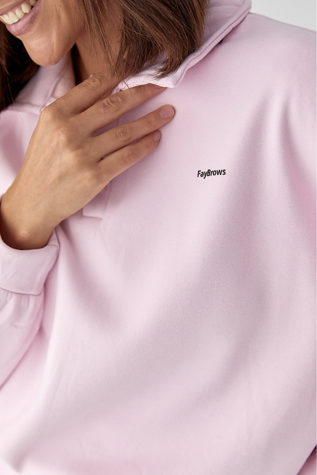 Теплий костюм зі світшотомполо і прямими штанами  рожевий колір