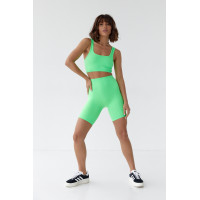 Жіночий еластичний костюм з велосипедками і топом  салатовий колір