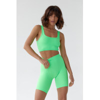Жіночий еластичний костюм з велосипедками і топом  салатовий колір