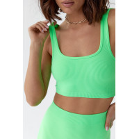 Жіночий еластичний костюм з велосипедками і топом  салатовий колір