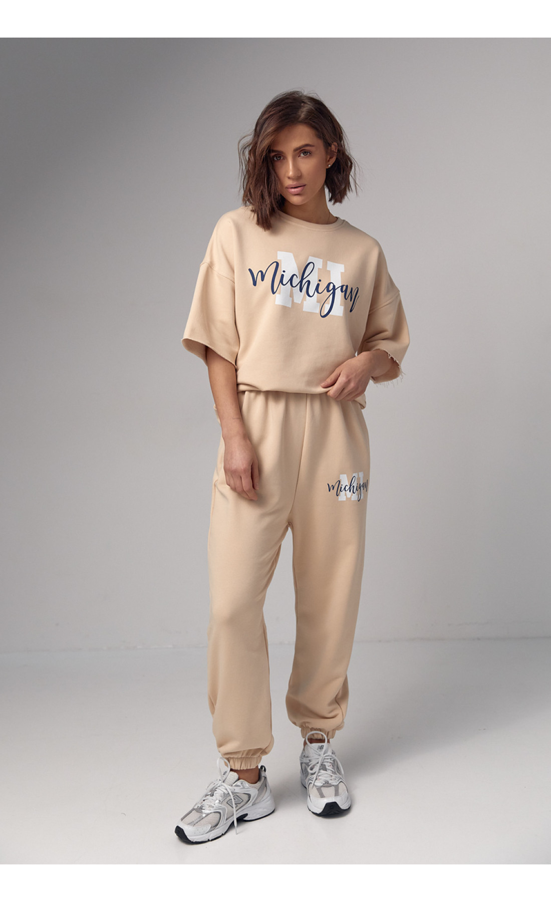 Жіночий спортивний костюм з написом ichigan  кремовий колір