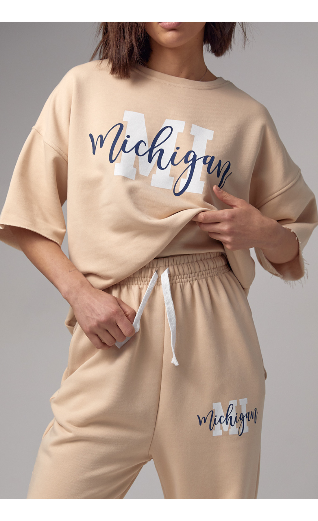 Жіночий спортивний костюм з написом ichigan  кремовий колір