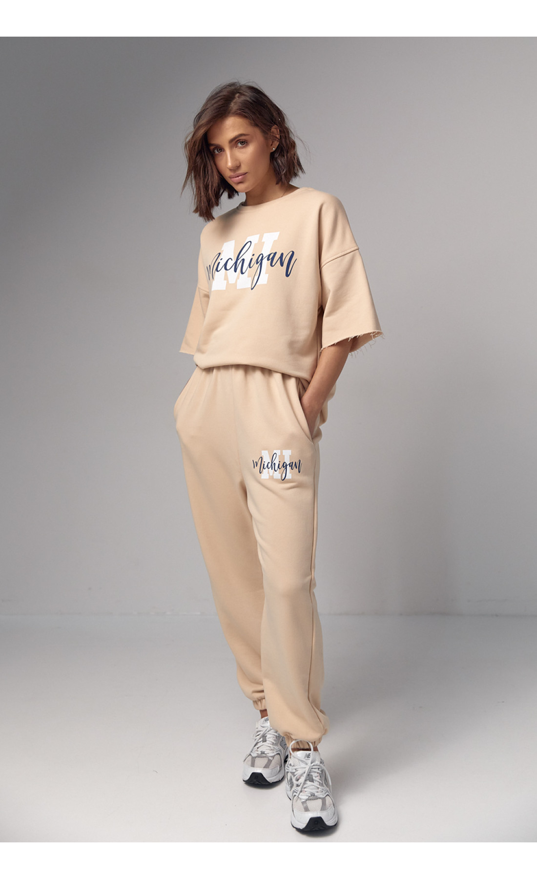 Жіночий спортивний костюм з написом ichigan  кремовий колір