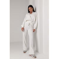 Спортивний костюм з прямими штанами та кофтою на блискавці  молочний колір