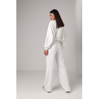 Спортивний костюм з прямими штанами та кофтою на блискавці  молочний колір