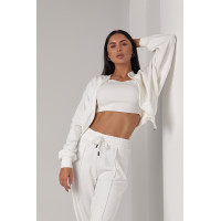 Спортивний костюм з прямими штанами та кофтою на блискавці  молочний колір