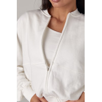 Спортивний костюм з прямими штанами та кофтою на блискавці  молочний колір