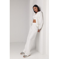 Спортивний костюм з прямими штанами та кофтою на блискавці  молочний колір