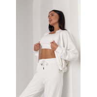 Спортивний костюм з прямими штанами та кофтою на блискавці  молочний колір