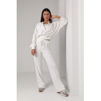 Спортивний костюм з прямими штанами та кофтою на блискавці  молочний колір