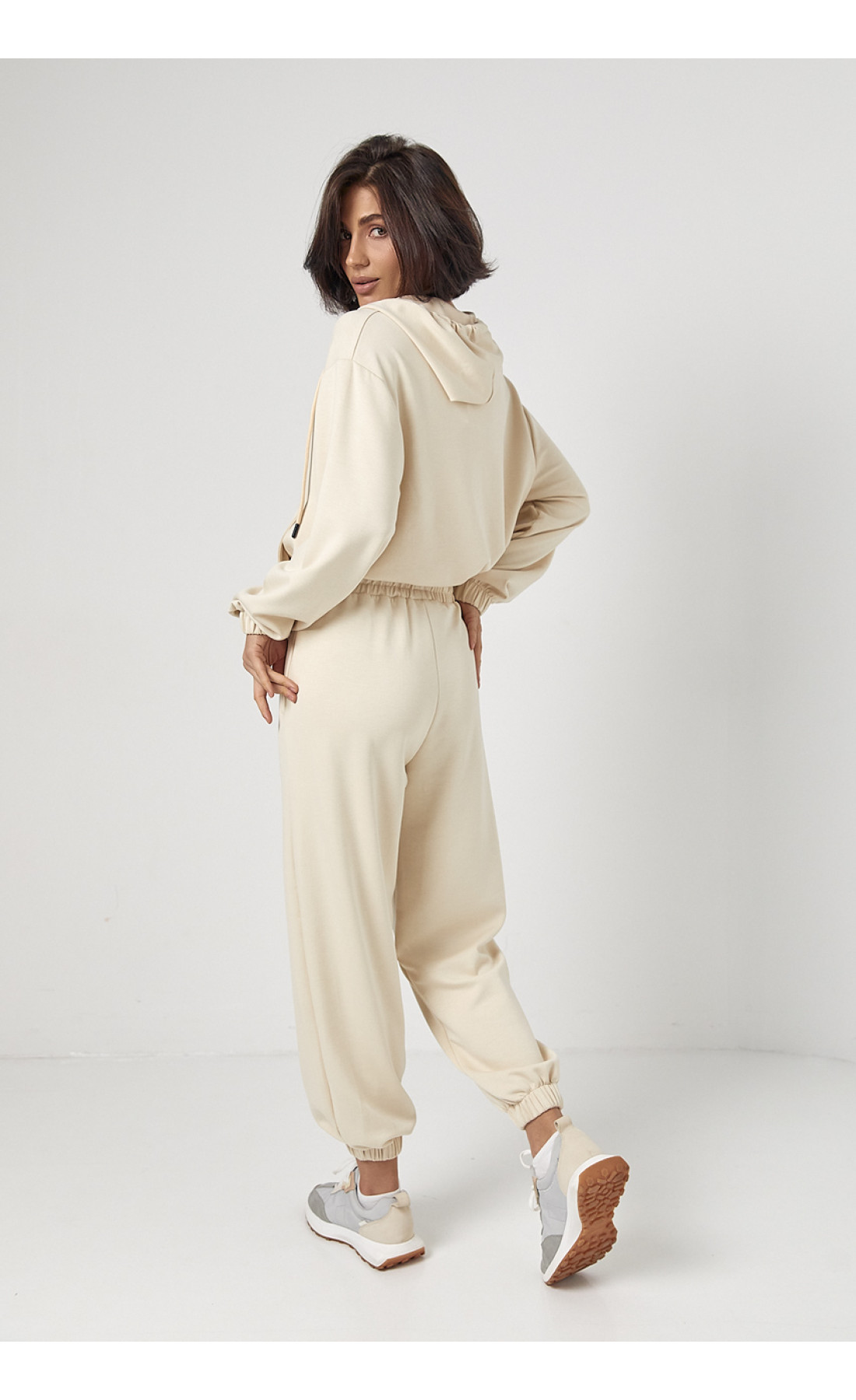Спортивний костюм із джогерами та кофтою з капюшоном  бежевий колір