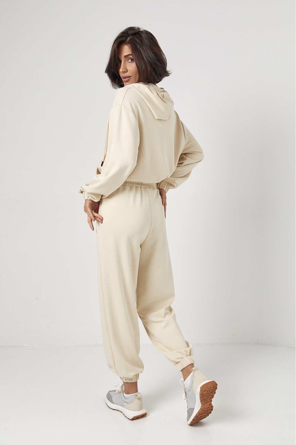 Спортивний костюм із джогерами та кофтою з капюшоном  бежевий колір